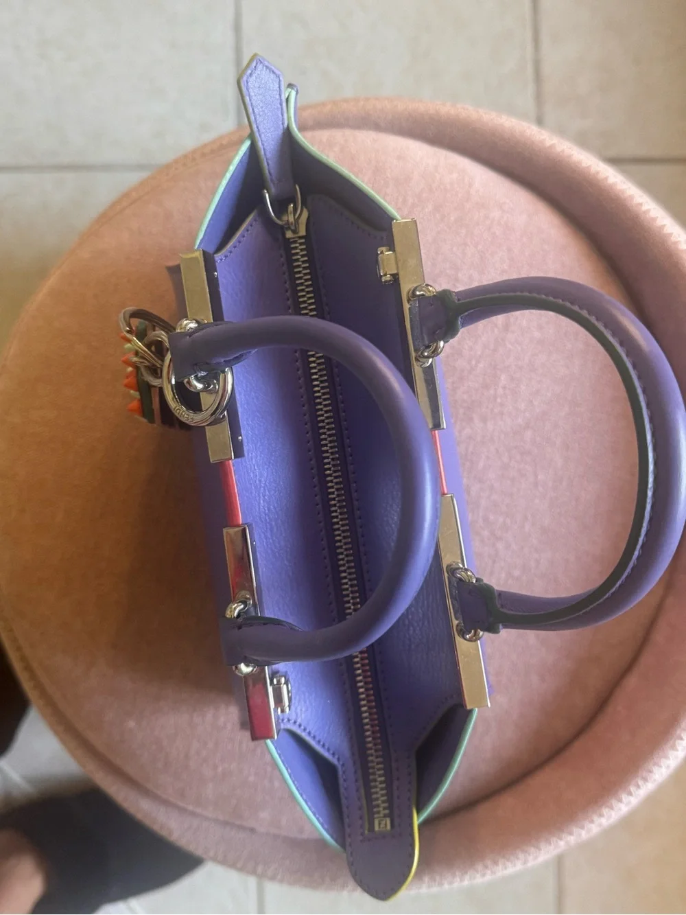Fendi Purple Mini Satchel with Colorful Charm